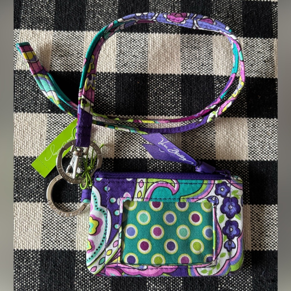 NWT Vera Bradley Zip ID Case and Lanyard in Heather Paisley B